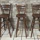 3 vintage wooden bar stools from the 60s/70s with a bistro spirit.