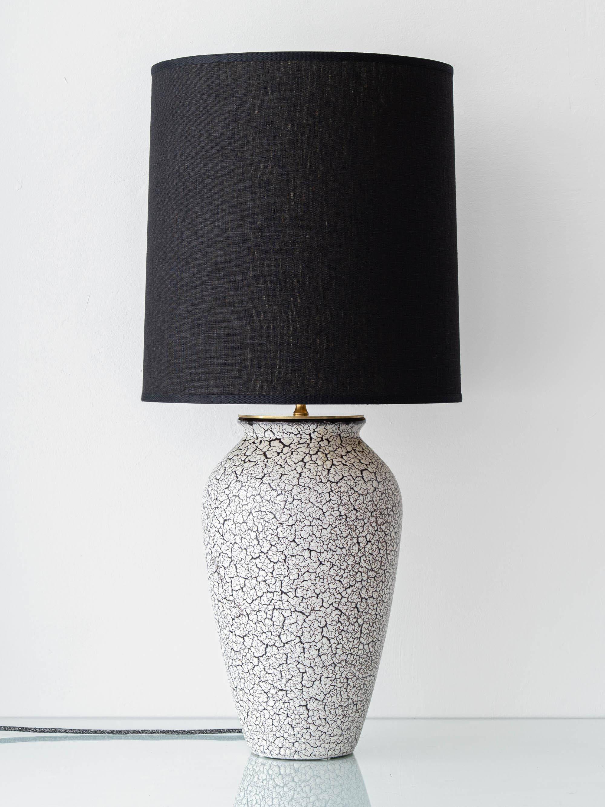 Jasba "Cortina" ceramic table lamp with crackled glaze, mid-century style, 1950s.