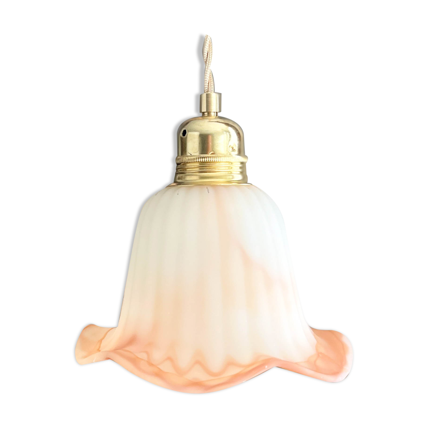 Vintage pink glass paste tulip lamp