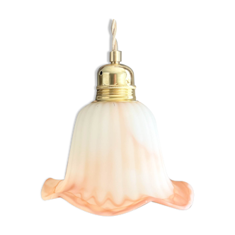 Vintage pink glass paste tulip lamp