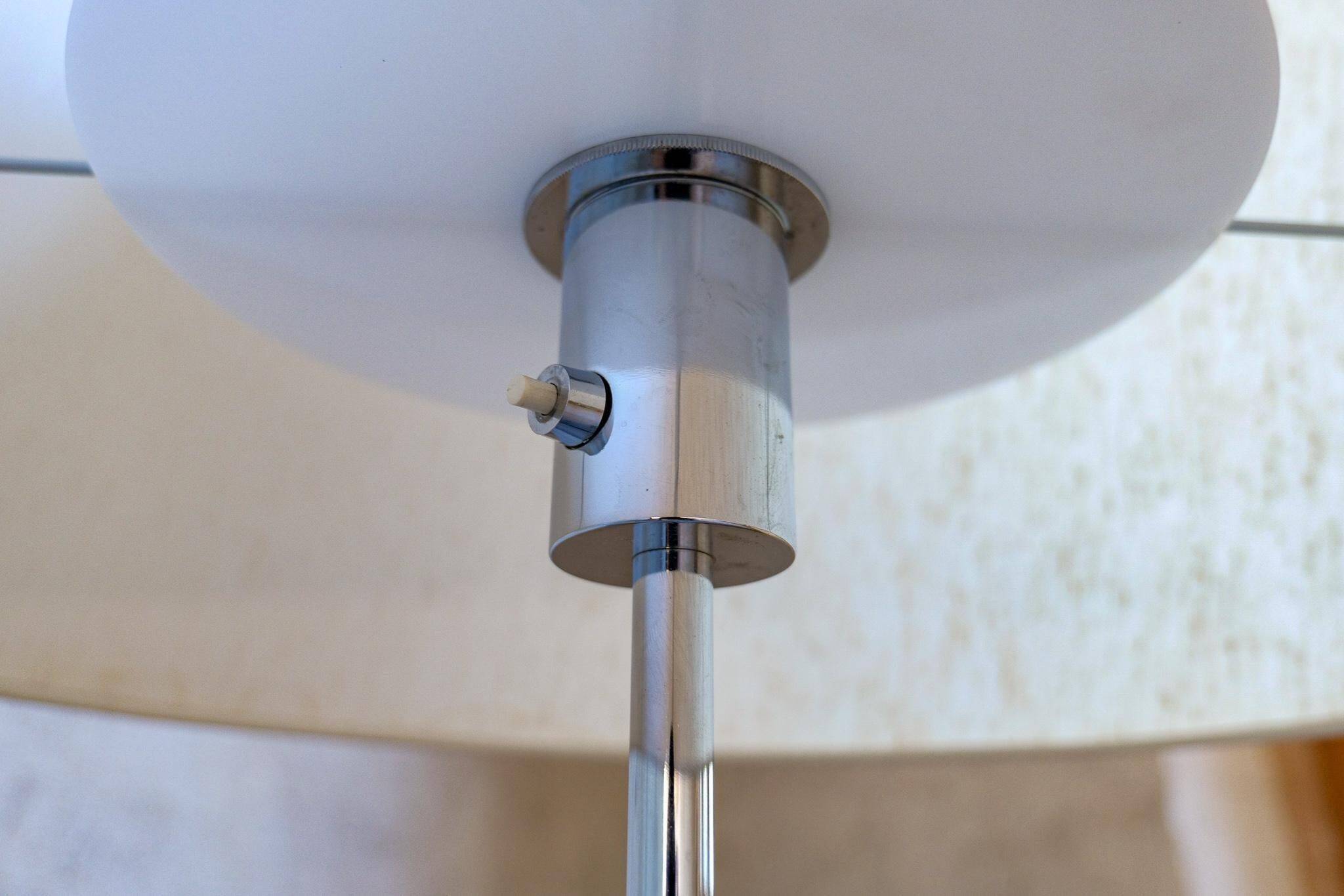 Modern mid-century chrome leather floor lamp Atelje Lyktan, Sweden