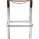Contemporary Minimalist Bar Stool in Aged Silver Metal and Navy Blue Leather
