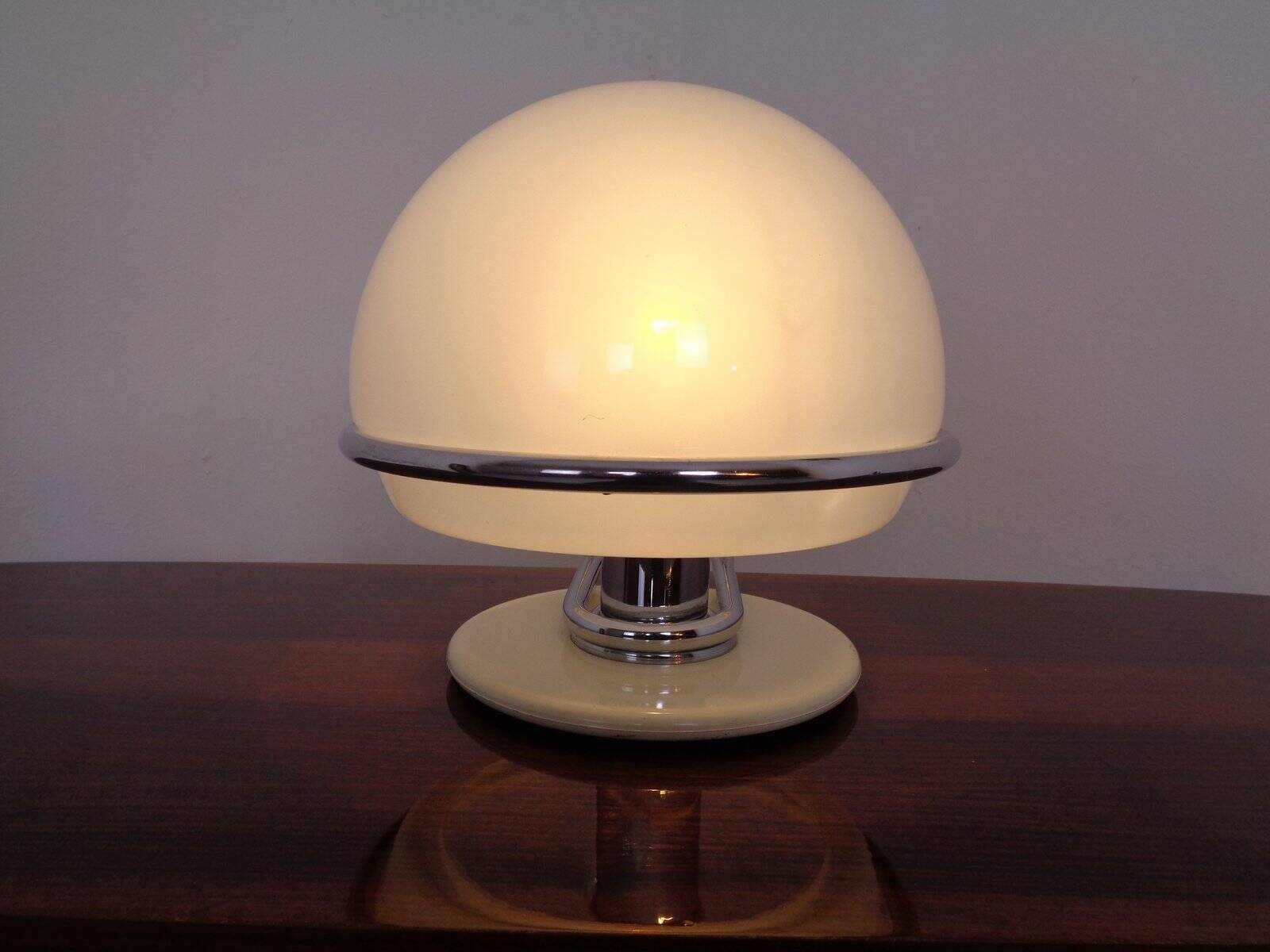 Italian Glass & Chromed Steel Table Lamp, 1960s