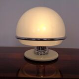 Italian Glass & Chromed Steel Table Lamp, 1960s