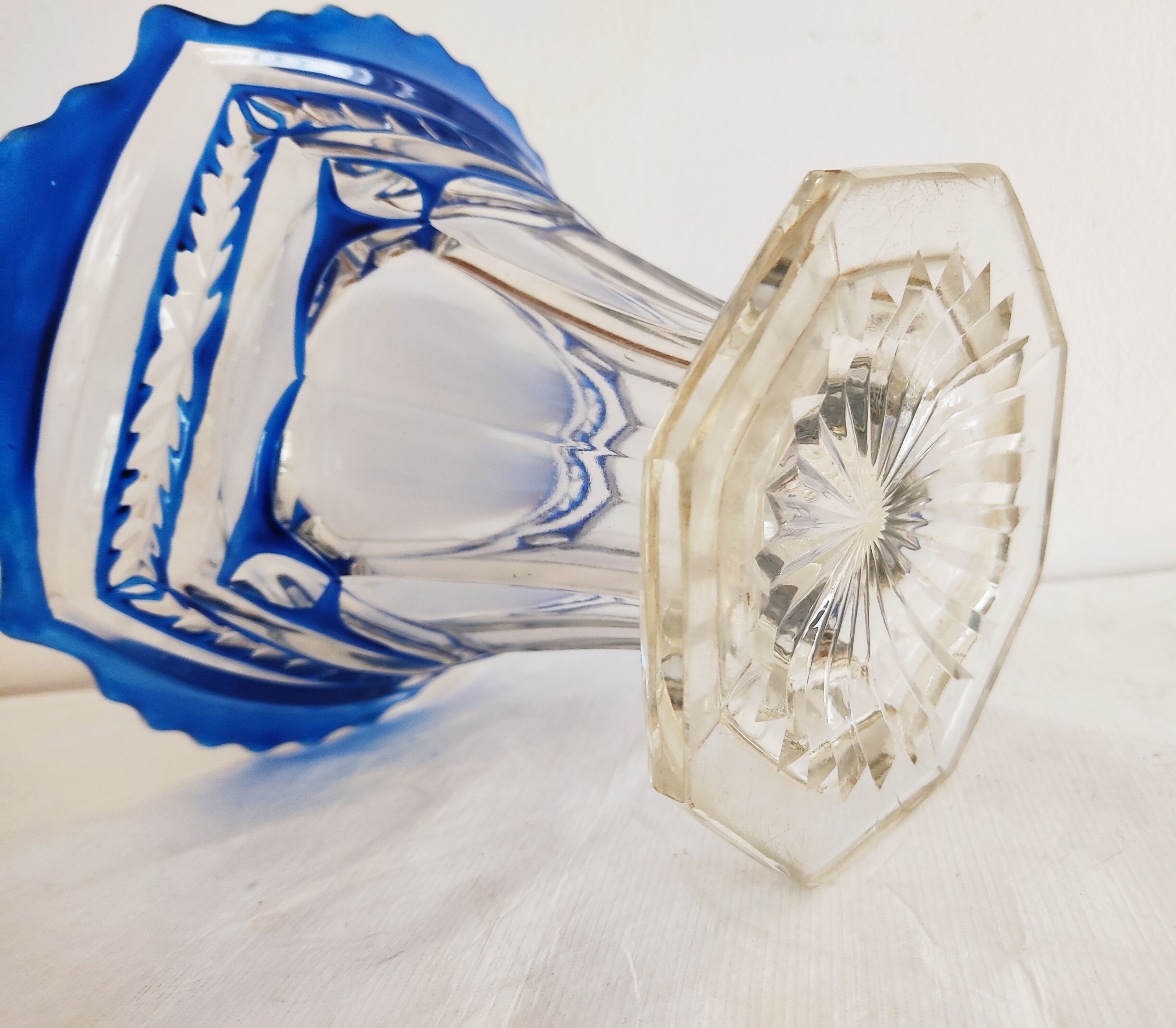 Vintage glass vase painted