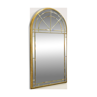 Grand miroir de luxe vintage à facettes avec cadre doré par Deknudt, années 1980.