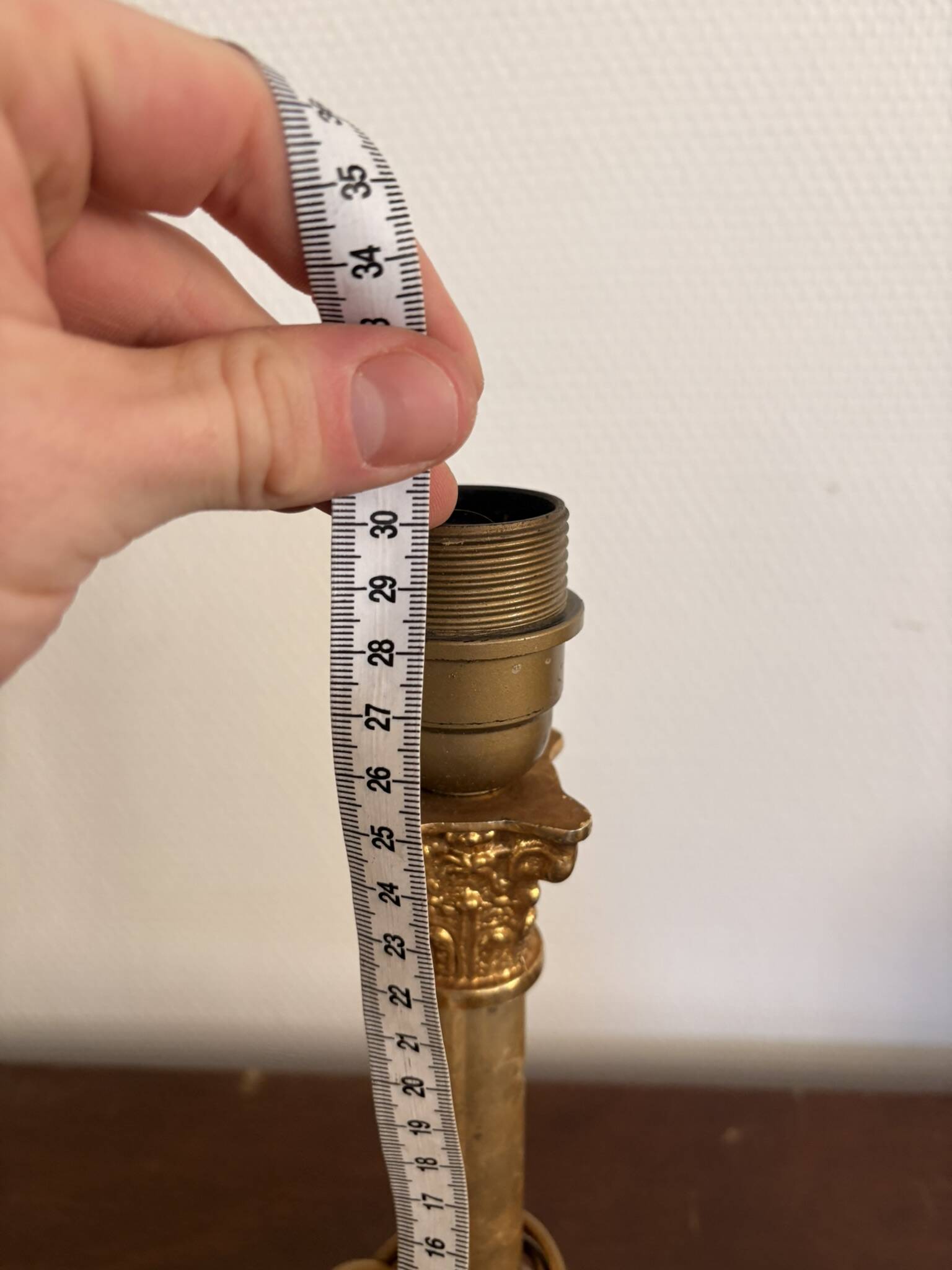 Antique Column Candle Holder Lamp Golden Brass Empire Corinthian Neo-Classical