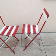 Pair of antique 1900s folding garden bistro chairs