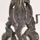 Pair of bronze andirons with black patina, 19th century, female caryatids