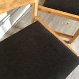 Set of 4 vintage chairs 1980's in beech, thermoformed on the back