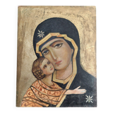 20th century hand-painted gilding wood icon