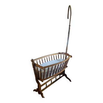 Antique turned wood cradle