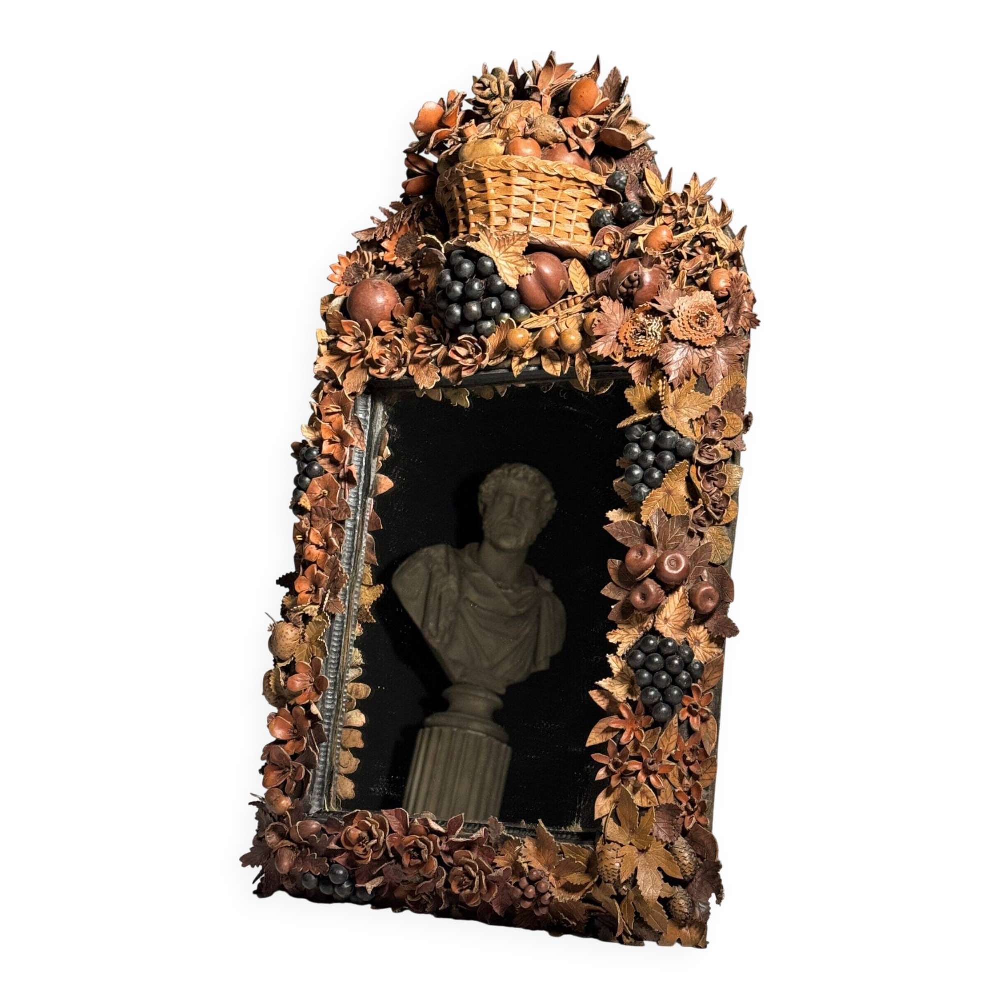 English folk art mirror leather
