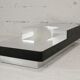 Coffee table "Space Age", wood, aluminum veneer, France, circa 1970