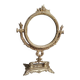 Large round psyche/tilting table mirror, louis xvi/baroque style, in polished patinated brass. 35 x 22 cm