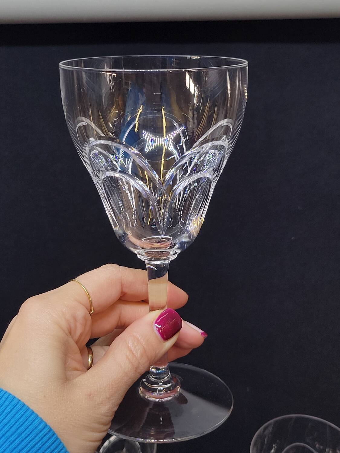 10 antique art deco saint louis / baccarat cut crystal water glasses