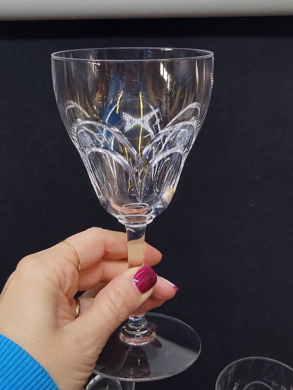 10 anciens verres a eau en cristal taillé art déco saint louis / baccarat