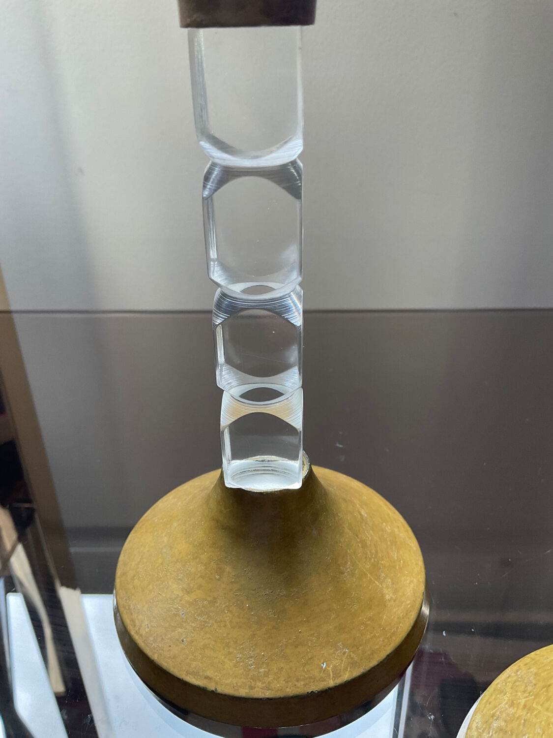 Pair of vintage candle holders in lucite and metal