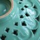 Large vintage turquoise ceramic bowl – Openwork braided pattern