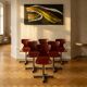 Set of 6 mid-century modern Pagholz chairs, moulded plywood seats, steel base, 1960s