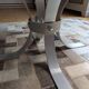 Vintage 70s round coffee table – Smoked glass top & brushed aluminium base
