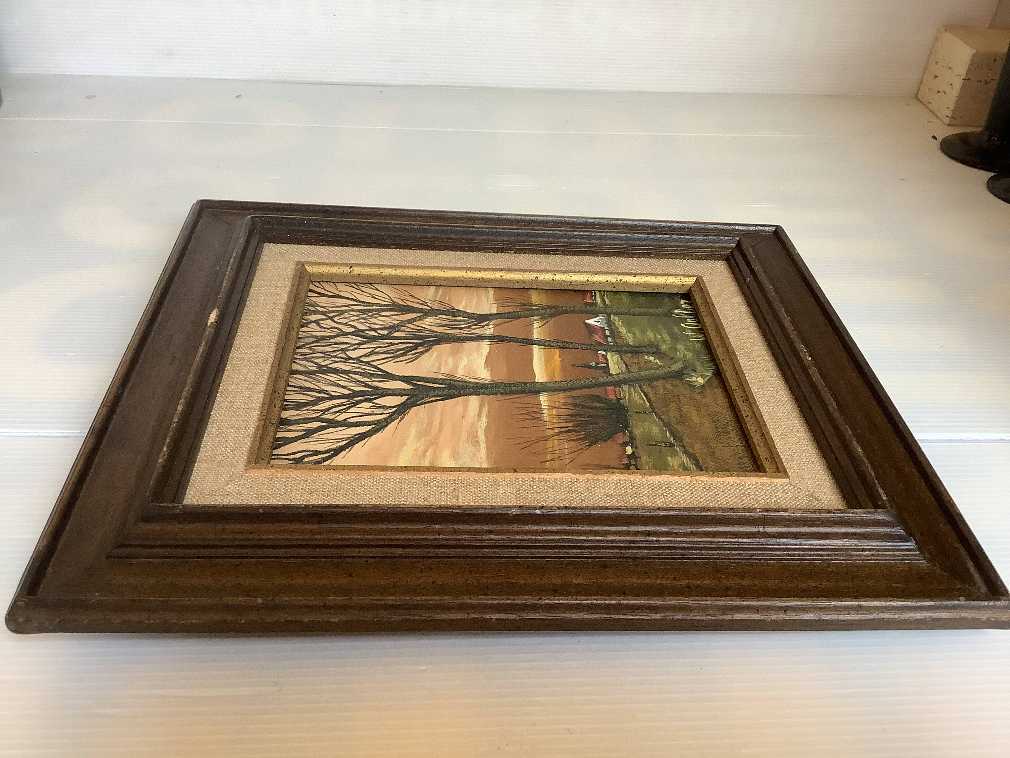 Autumn landscape painting in oil on canvas, signed.