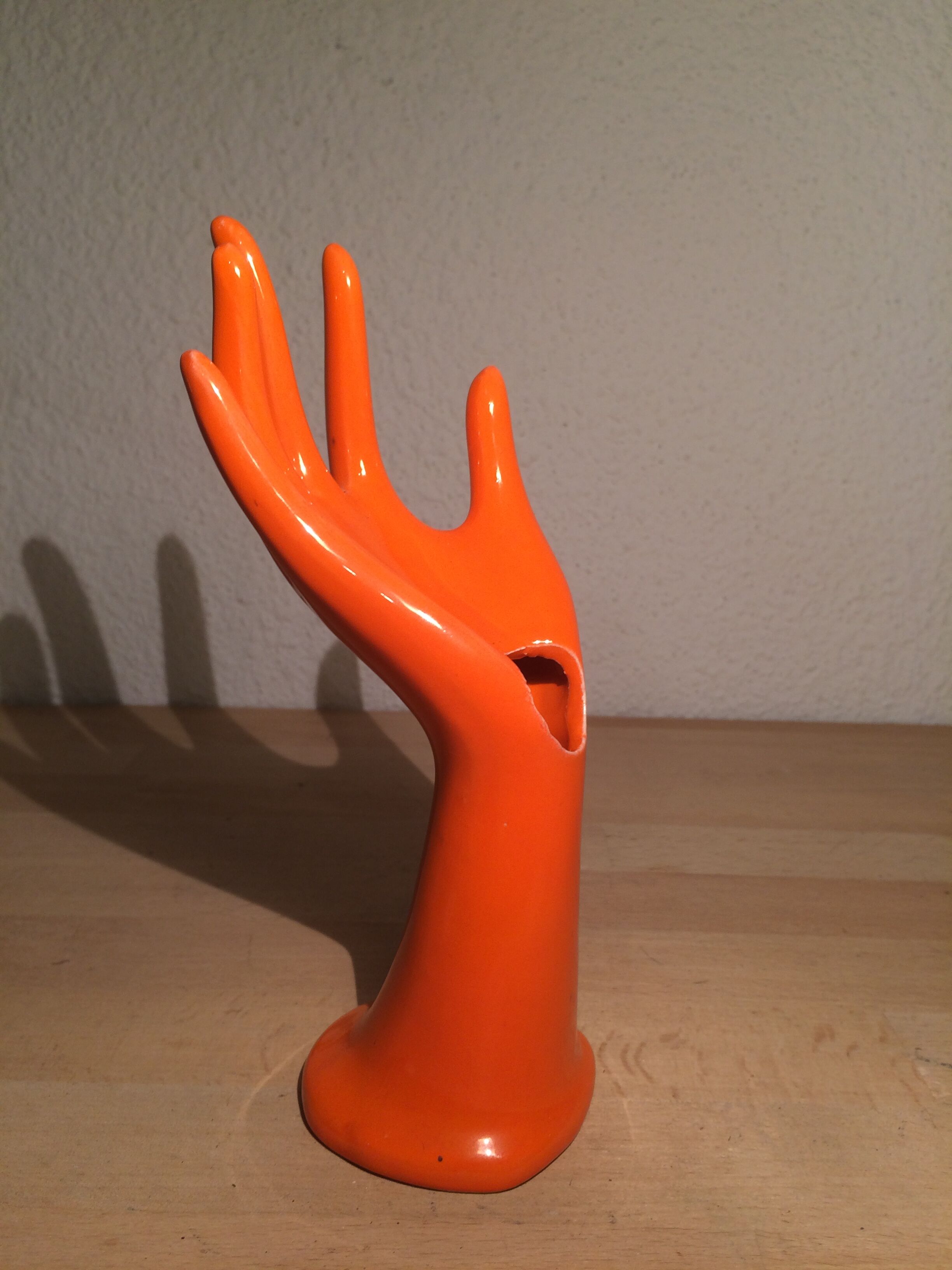 Hand baguier soliflore ceramic orange