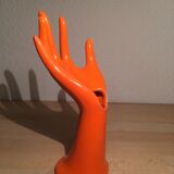 Hand baguier soliflore ceramic orange