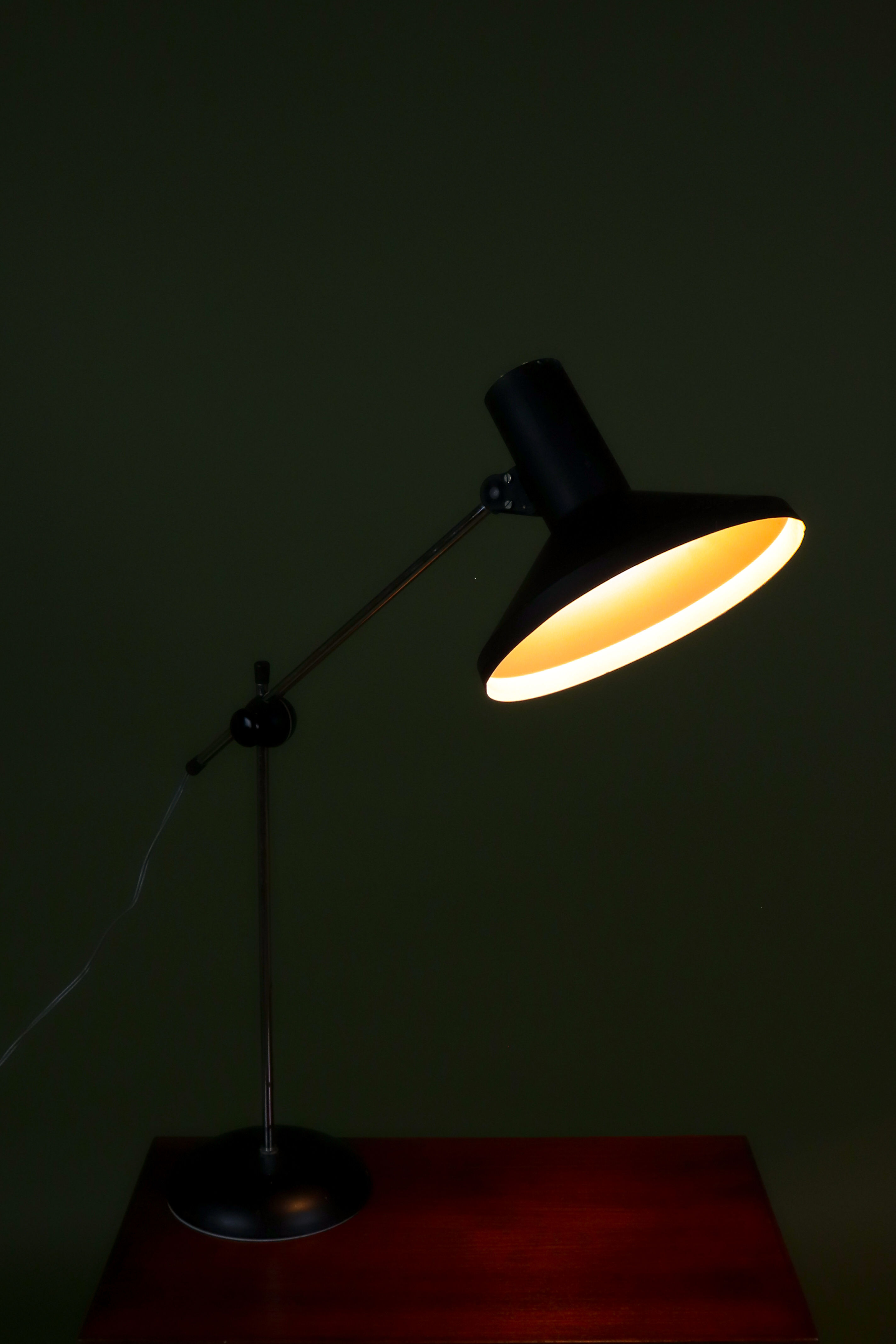 Large black metal vintage industrial desk lamp.