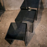 3 nesting coffee tables in smoked glass