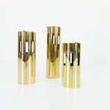 Set de 3 photophores modernistes en laiton, design Kullamässing, Suède, 1960