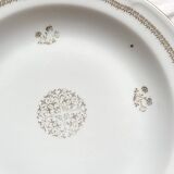 6 Vintage French porcelain soup plates with golden rosette pattern