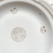 6 Assiettes creuses porcelaine vintage Française motif rosace dorées