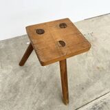 Brutalist tripod stool solid wood keyed
