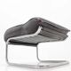 Set of chrome tubular leather design lounge chair and footstool - 1950s
