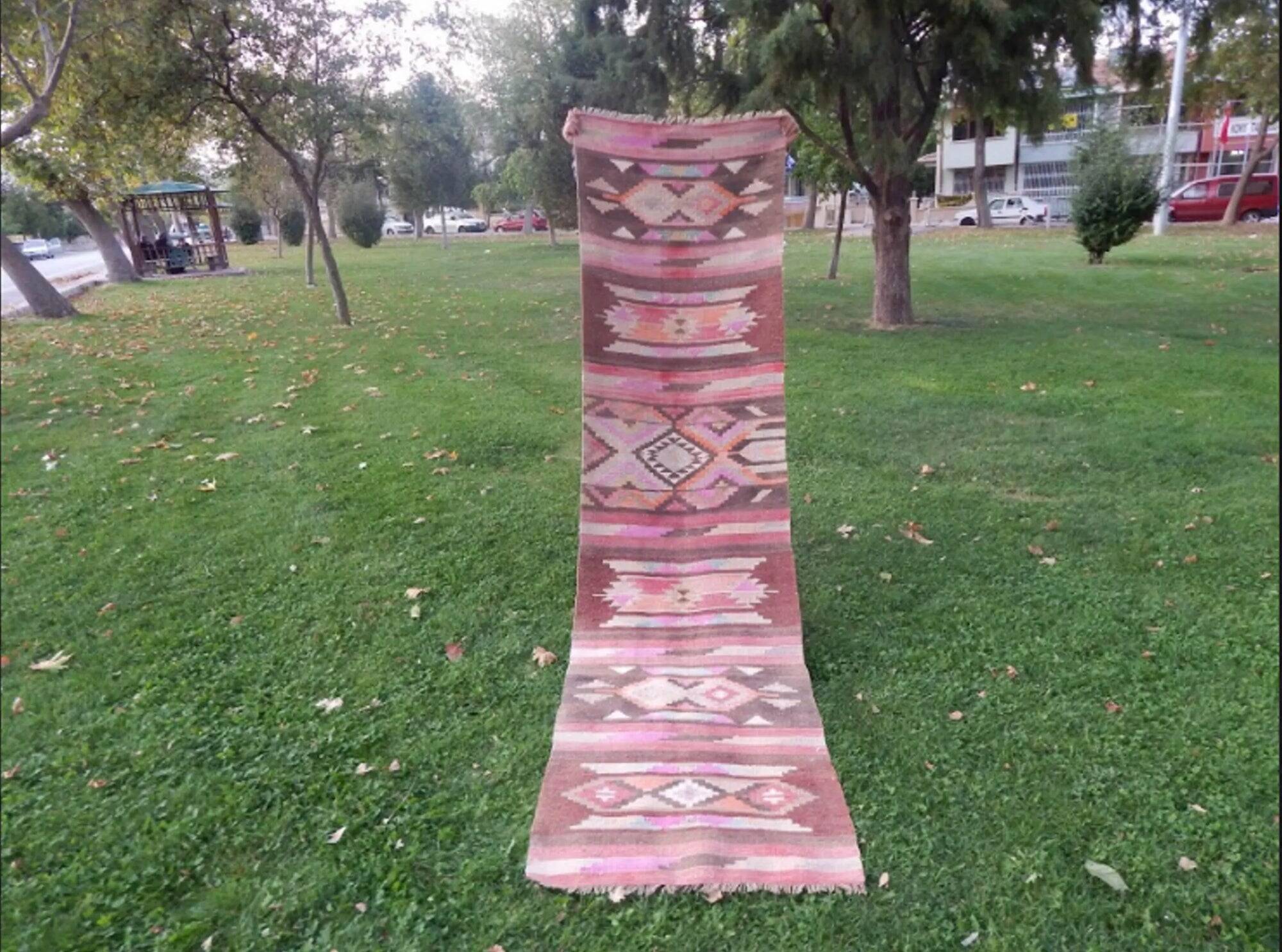 Vintage Turkish hallway rug 78x298 cm