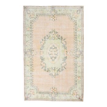 6x9 soft & pastel wool vintage rug, 184x292cm
