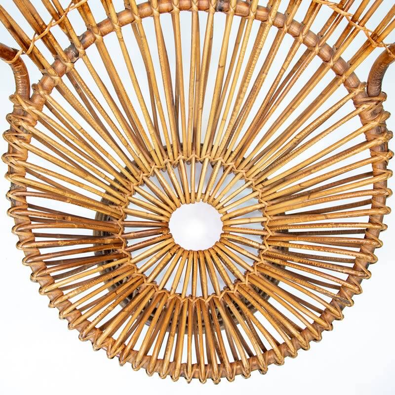 Fauteuil lounge en rotin attribué à Franco Albini, Italie années 50