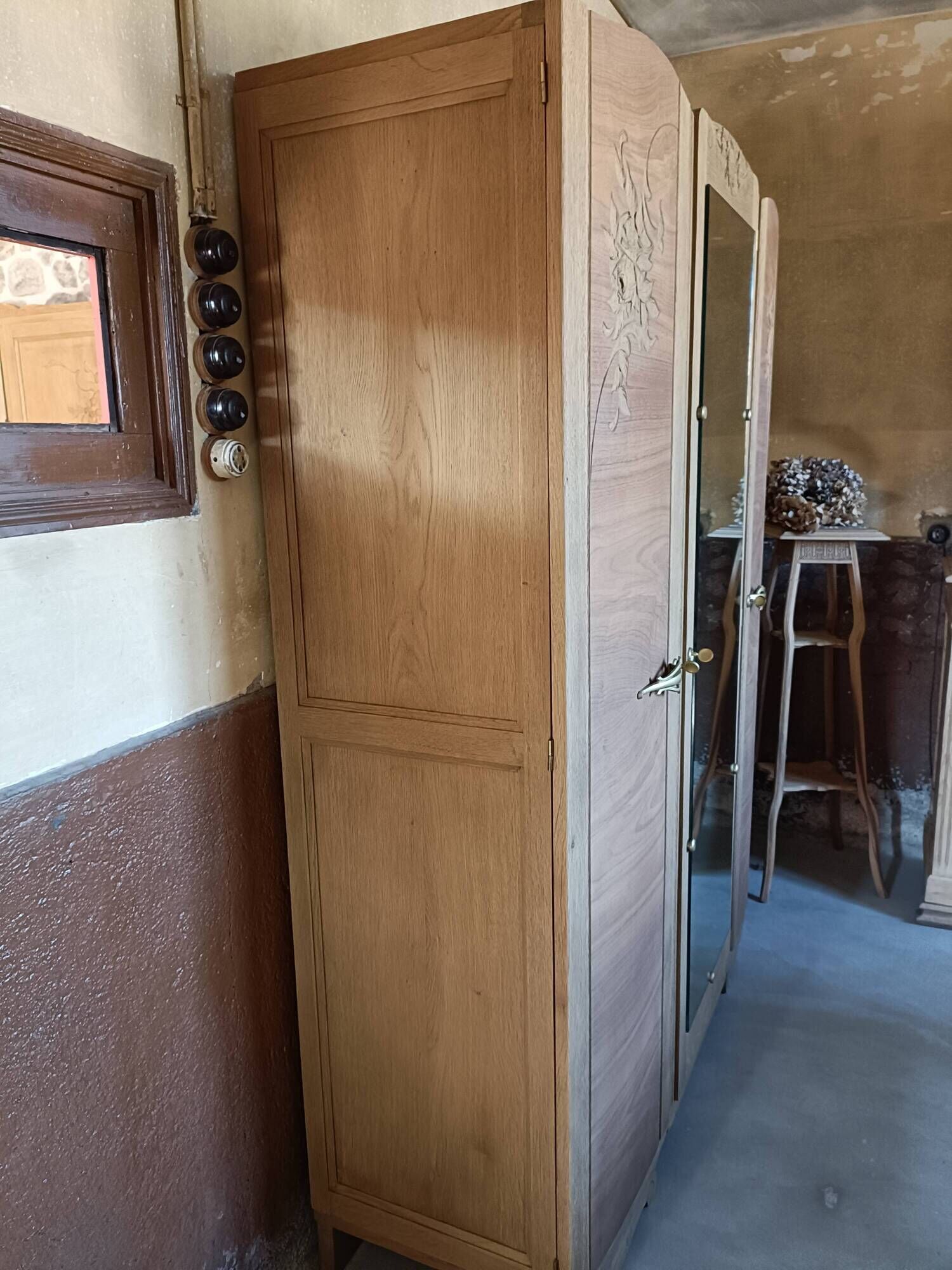 Renovated Art Deco oak wardrobe