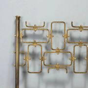 Vintage headboard for double bed in brass, geometric design, Italy, 1960s.