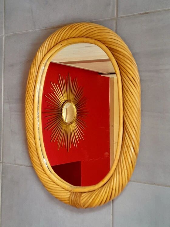 Miroir en rotin