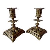 Pair of bronze candlesticks, 19th