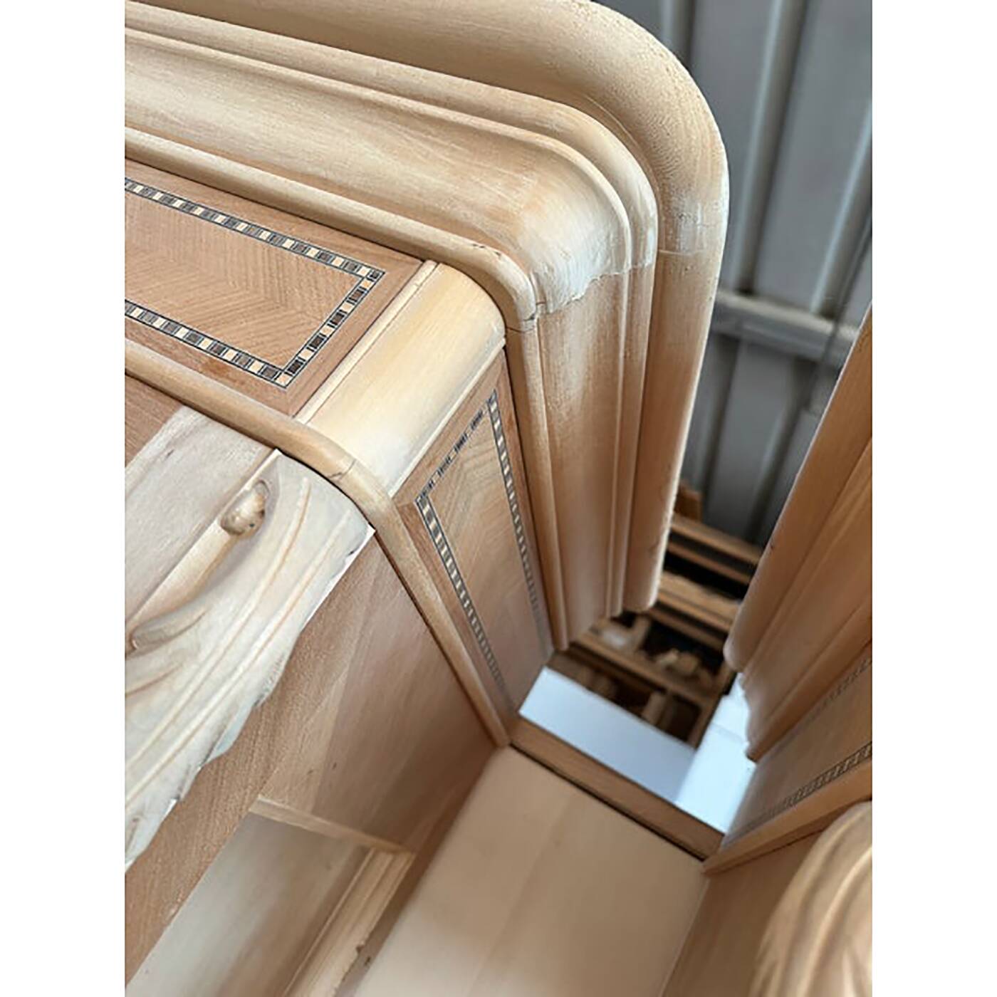 Walnut Cupboard With Cherry Inlays in Natural Raw Wood