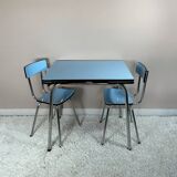 Blue Formica table and chairs from the 60s