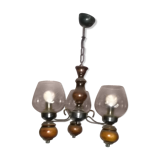 Chandelier, wrought iron, 3 branches and glasses