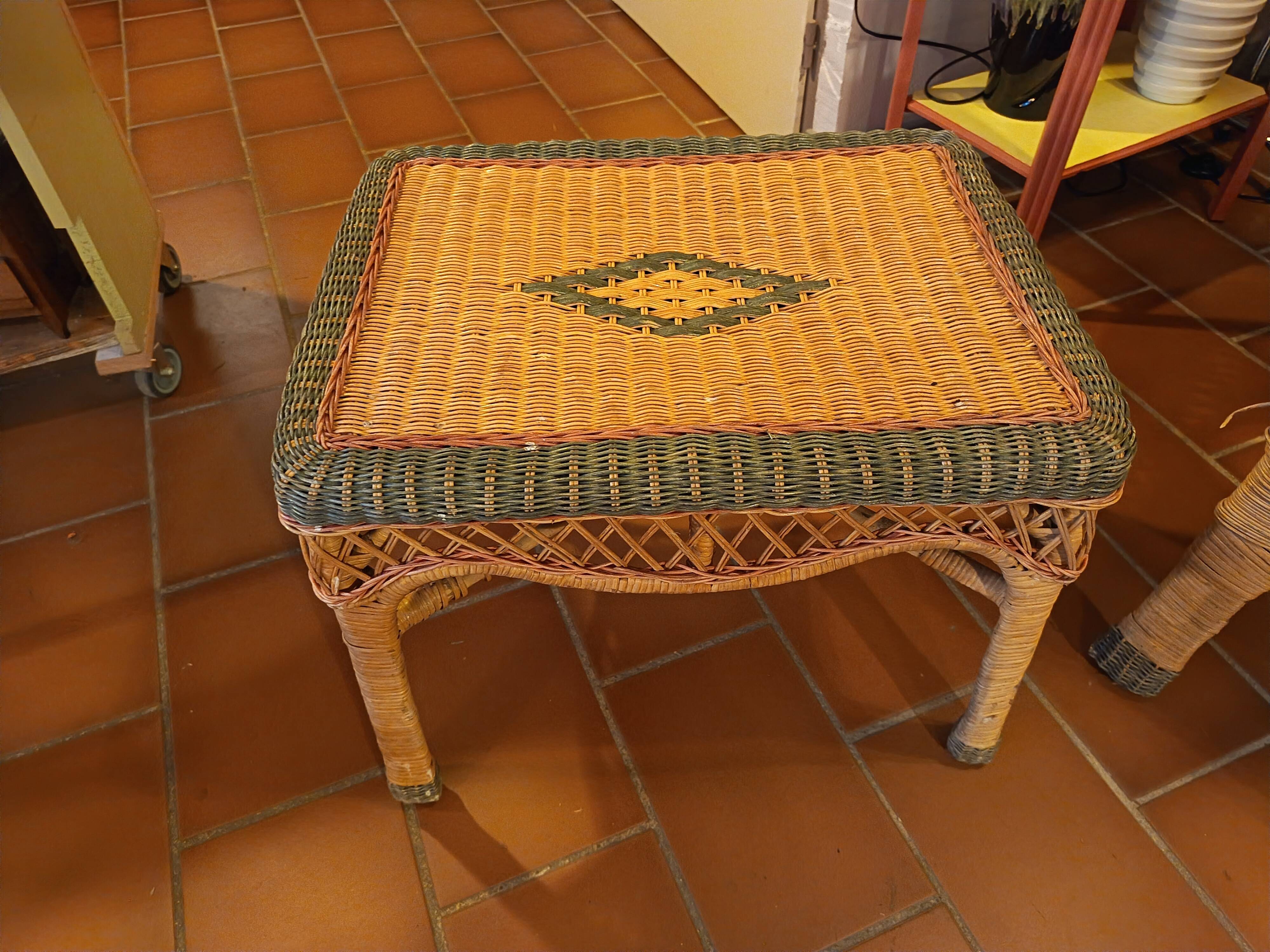 Rattan armchair and coffee table
