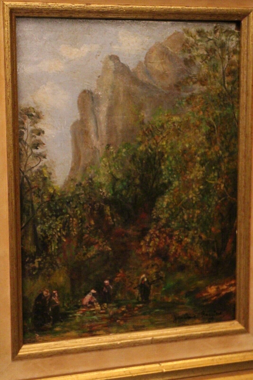 Oil painting on panel Ruggiero animated orientalist landscape Orientalism