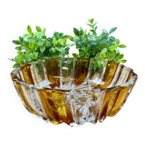 Vintage two-tone amber and clear glass salad bowl