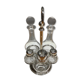 Serviteur service ou set à condiments verre et métal argenté