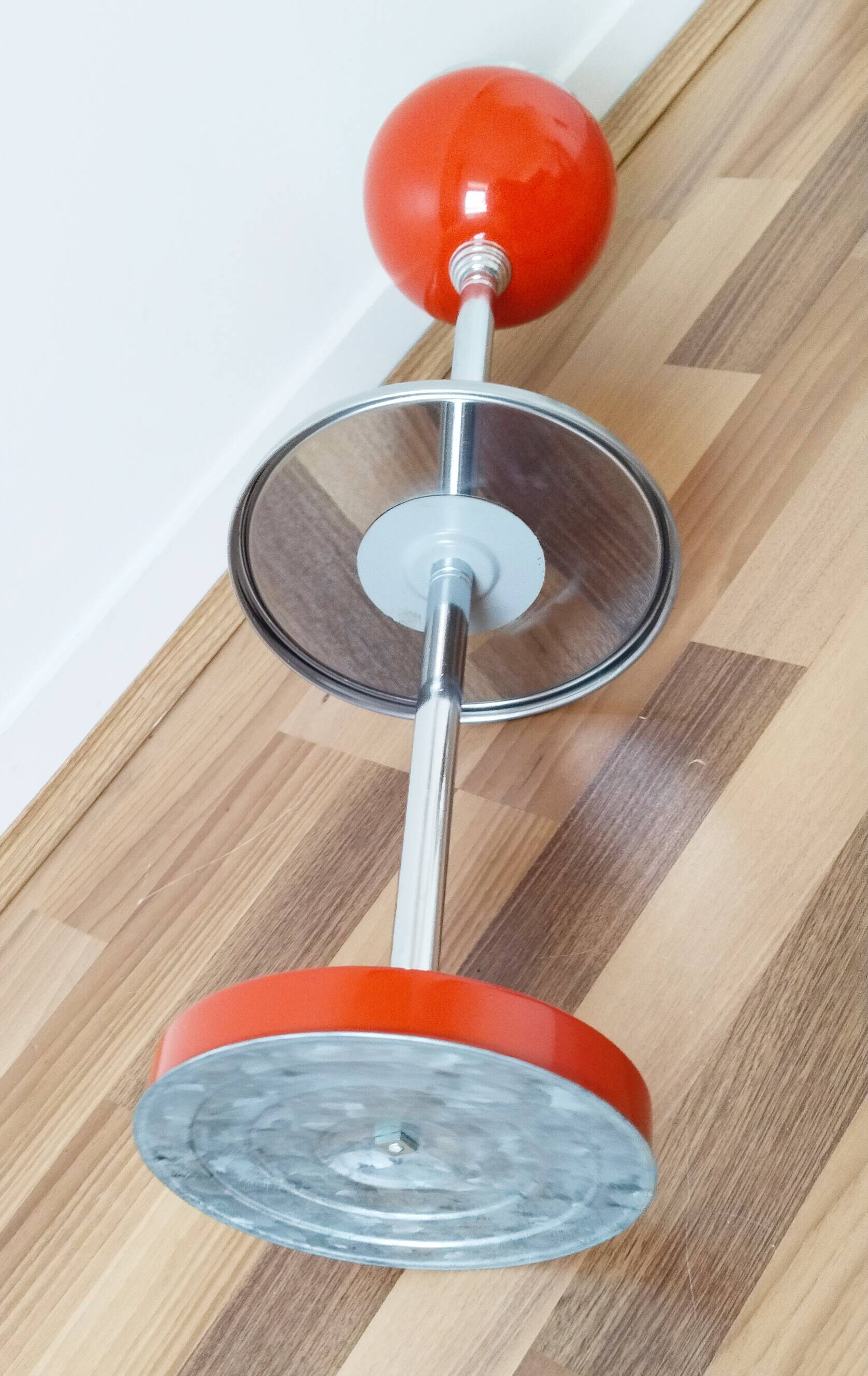 Orange standing ashtray with shelf